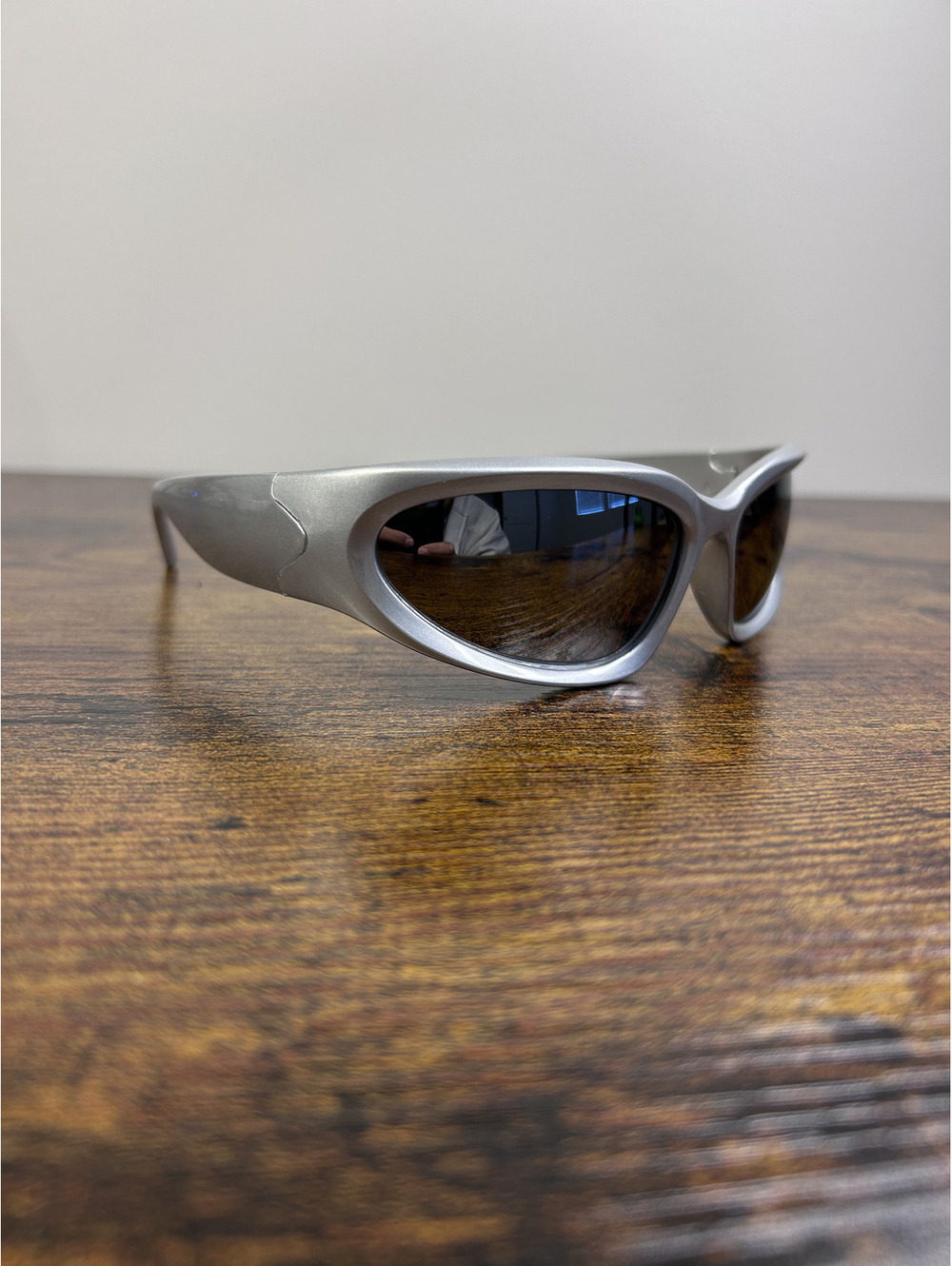 silver Wrap Sunglasses with Dark Lenses